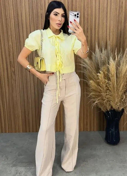 Cropped Ana Bella - Amarelo