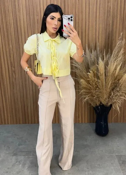 Cropped Ana Bella - Amarelo