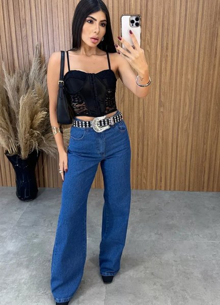 Cropped Brunet Renda - Preto