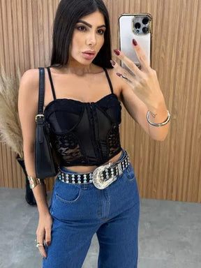 Cropped Brunet Renda - Preto